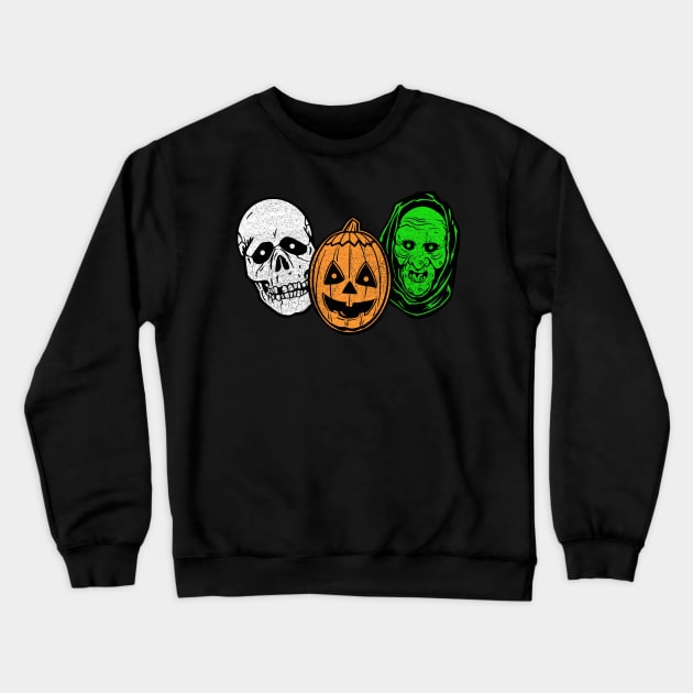 Halloween 3 Silver Shamrock Masks Crewneck Sweatshirt by StudioPM71